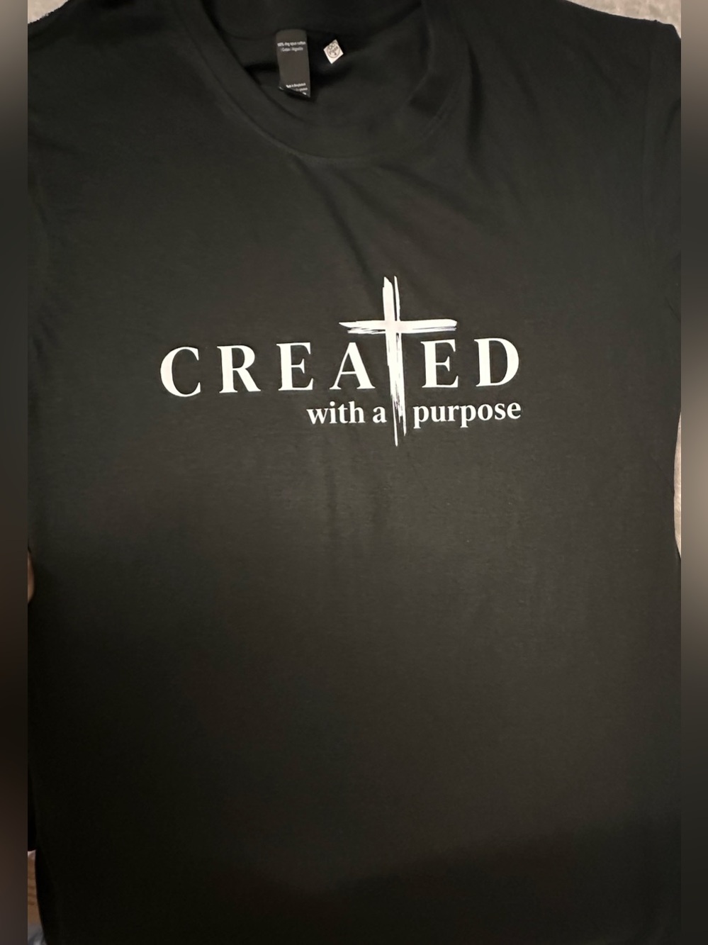 NWOT Created With a Purpose Graphic Tee Christian Cross Color Black